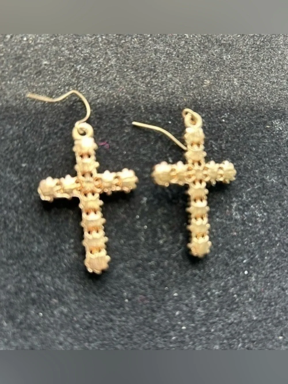 🌸 Green Beaded Statement Earrings with Gold Cross Accent